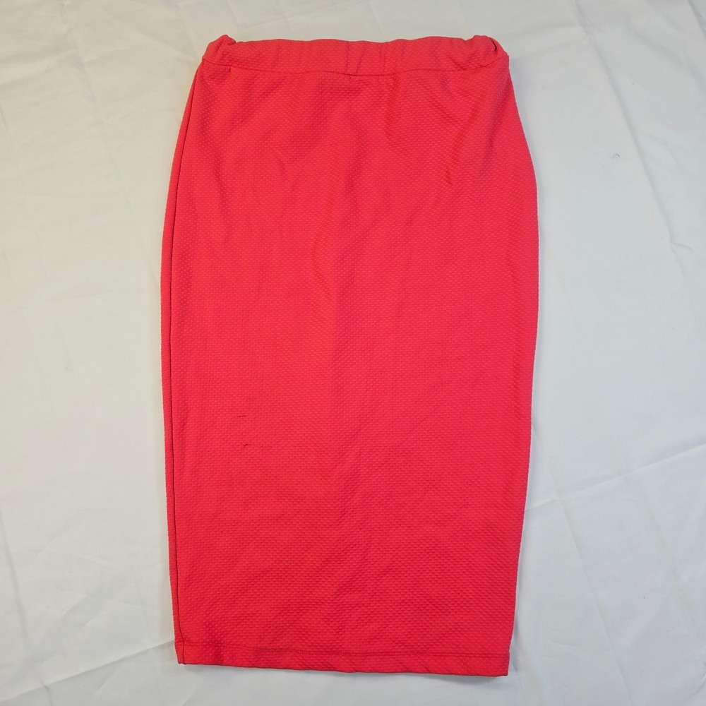 Good Time Women's Coral Pink Textured Knit Midi Pencil Skirt Size Medium